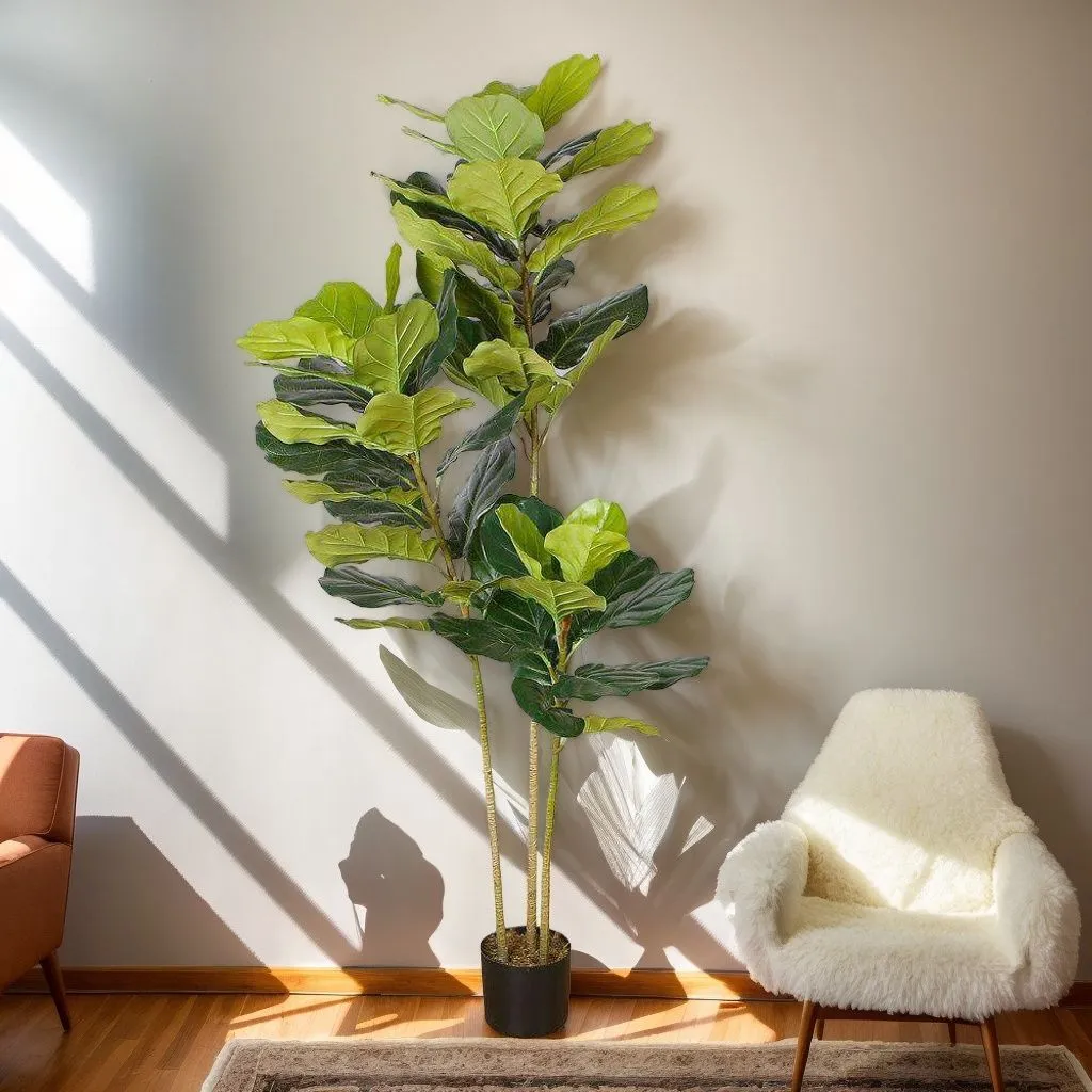 Lyrata Artificial Fiddle Leaf Plante en pot (plusieurs tailles)