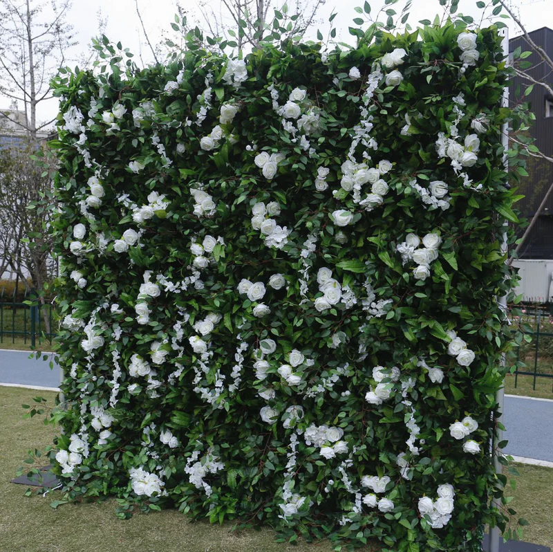 Mur de fleur en vert tissu artificiel roulant rideau en fond floral pour la fête