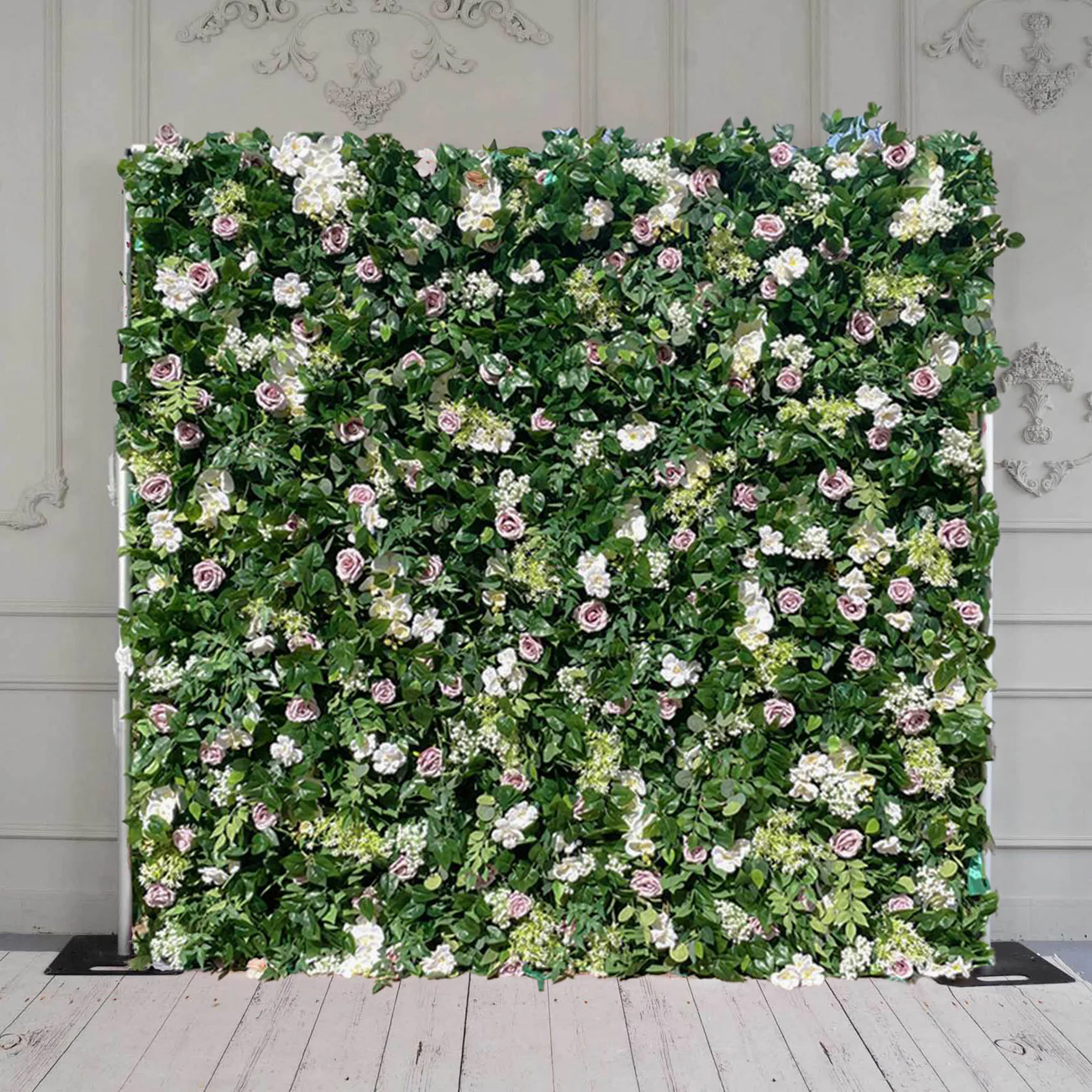 Mur de fleur en vert tissu artificiel roulant rideau en fond floral pour la fête
