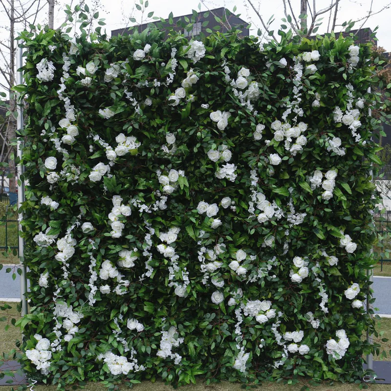 Mur de fleur en vert tissu artificiel roulant rideau en fond floral pour la fête