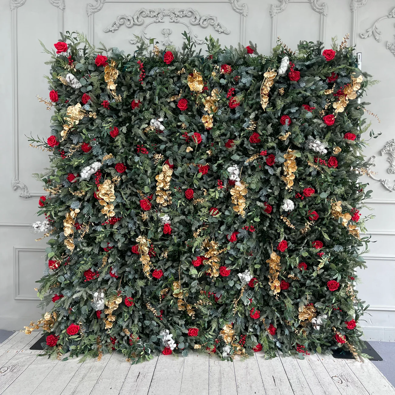 Mur de fleur en vert tissu artificiel roulant rideau en fond floral pour la fête
