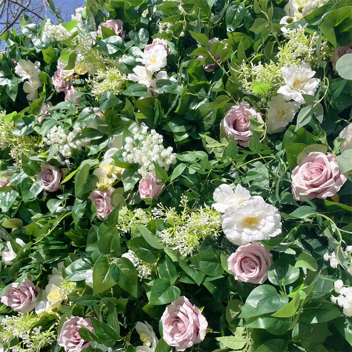 Mur de fleur en vert tissu artificiel roulant rideau en fond floral pour la fête