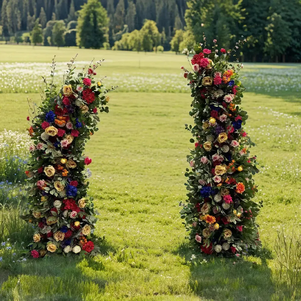 Piliers floraux de fleur pour décoration de fête, y compris le cadre