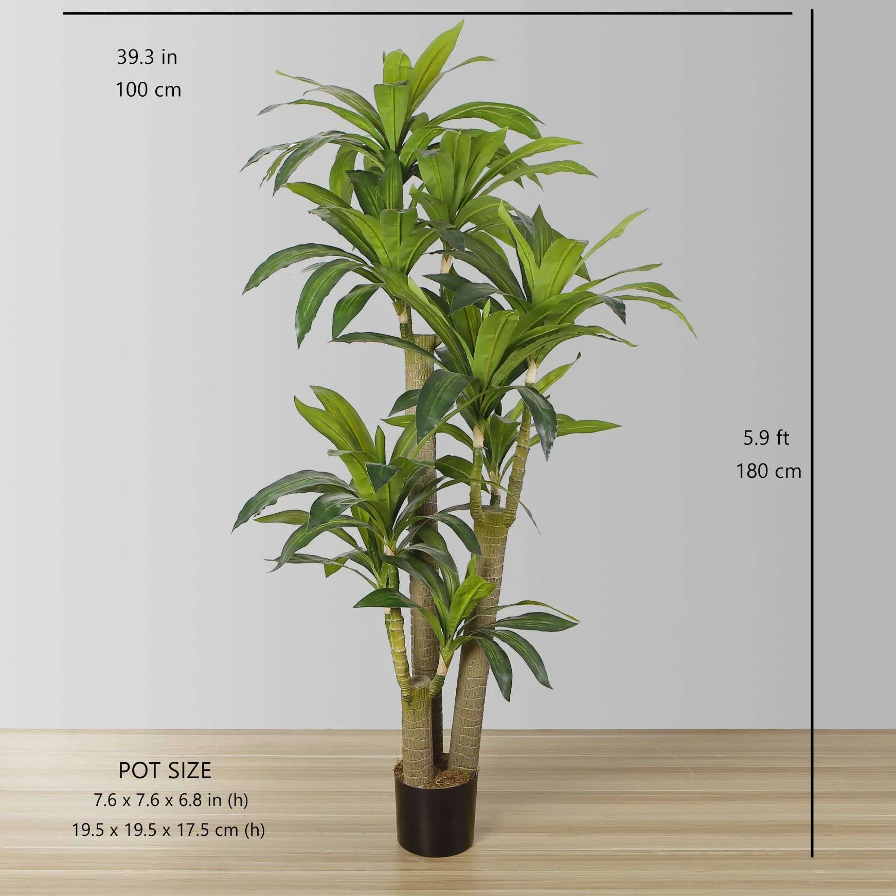 Plante en pot artificielle de draecena (plusieurs tailles)