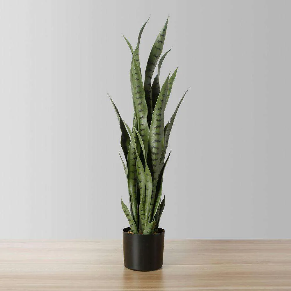 Snake artificiel Sansevieria Green Plante en pot