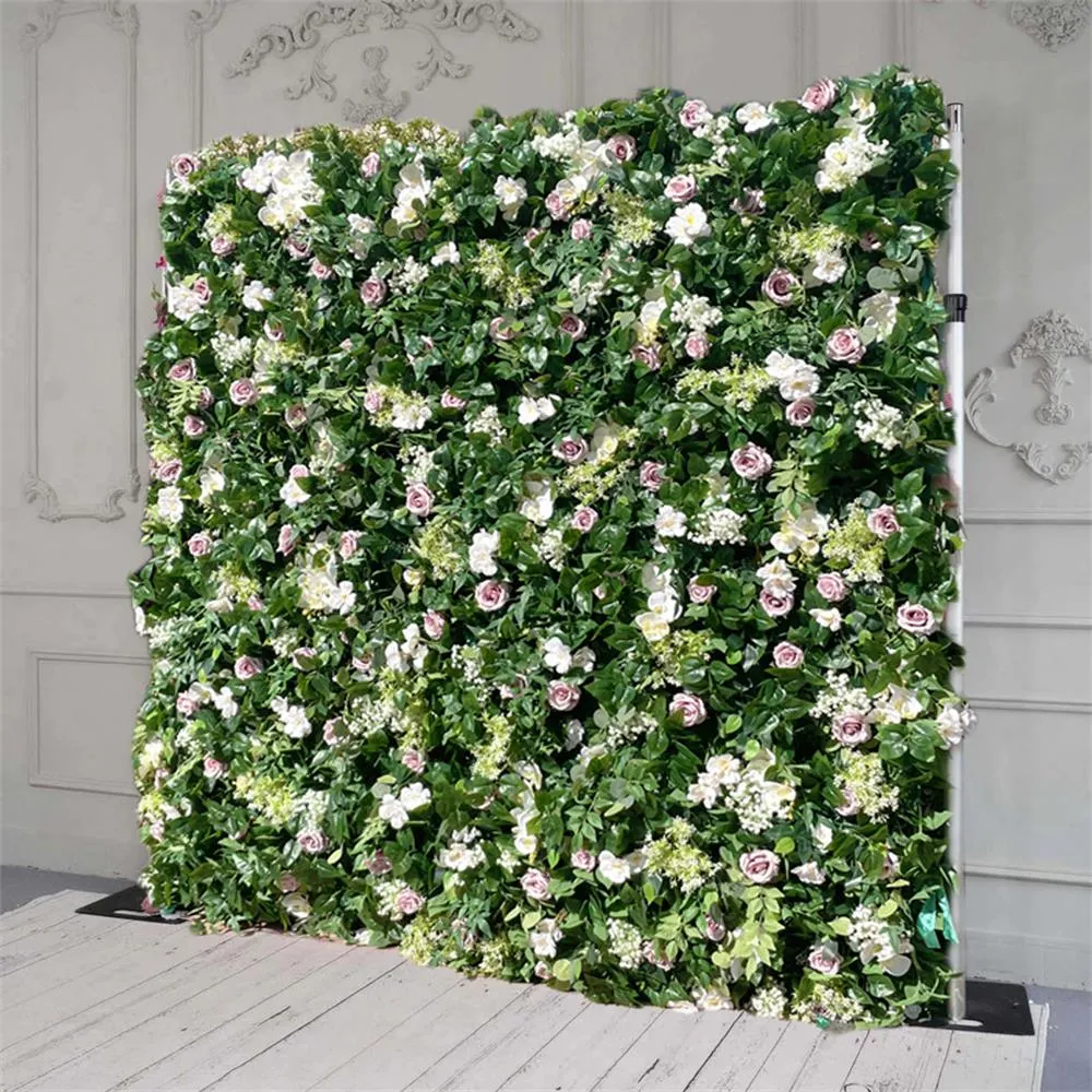 Mur de fleur en vert tissu artificiel roulant rideau en fond floral pour la fête