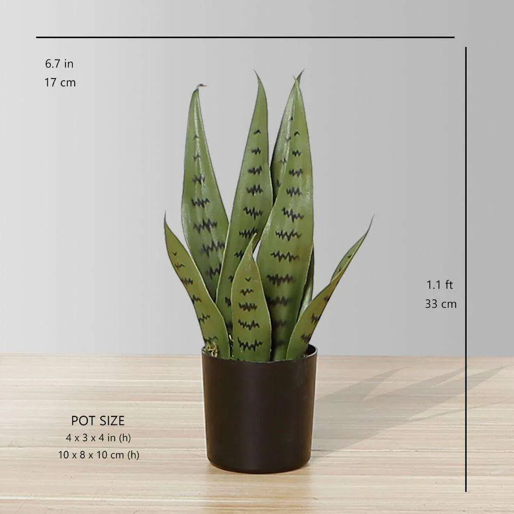 Snake artificiel Sansevieria Green Plante en pot
