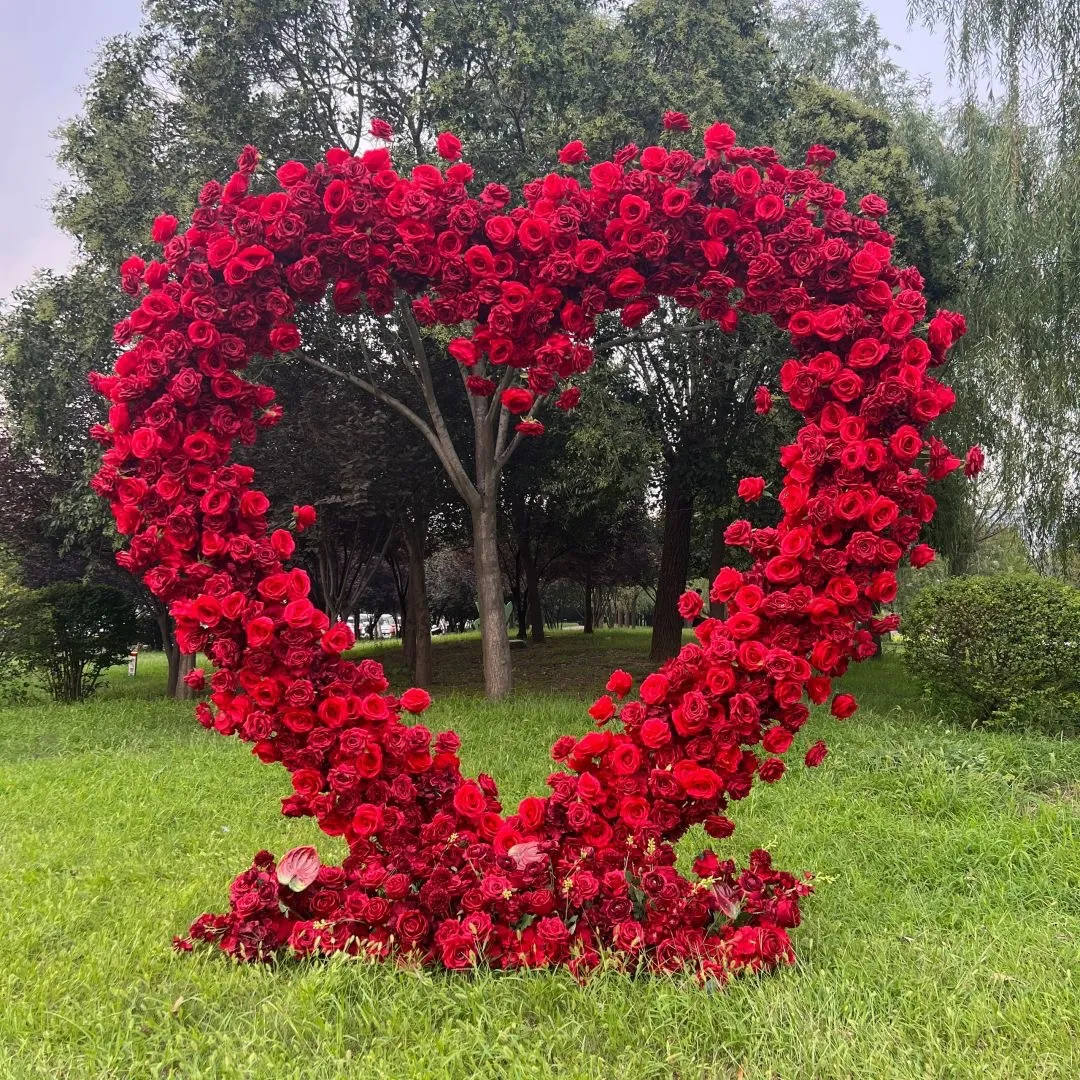 Ybliouke Heart Fleed Floral Arch Set Proposition de mariage décor de fête de mariage