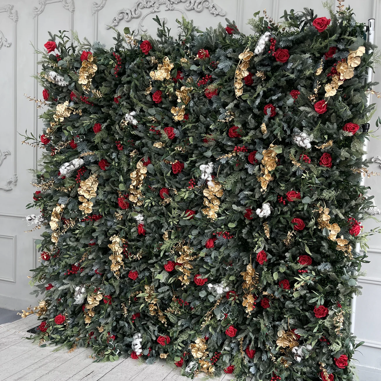Mur de fleur en vert tissu artificiel roulant rideau en fond floral pour la fête