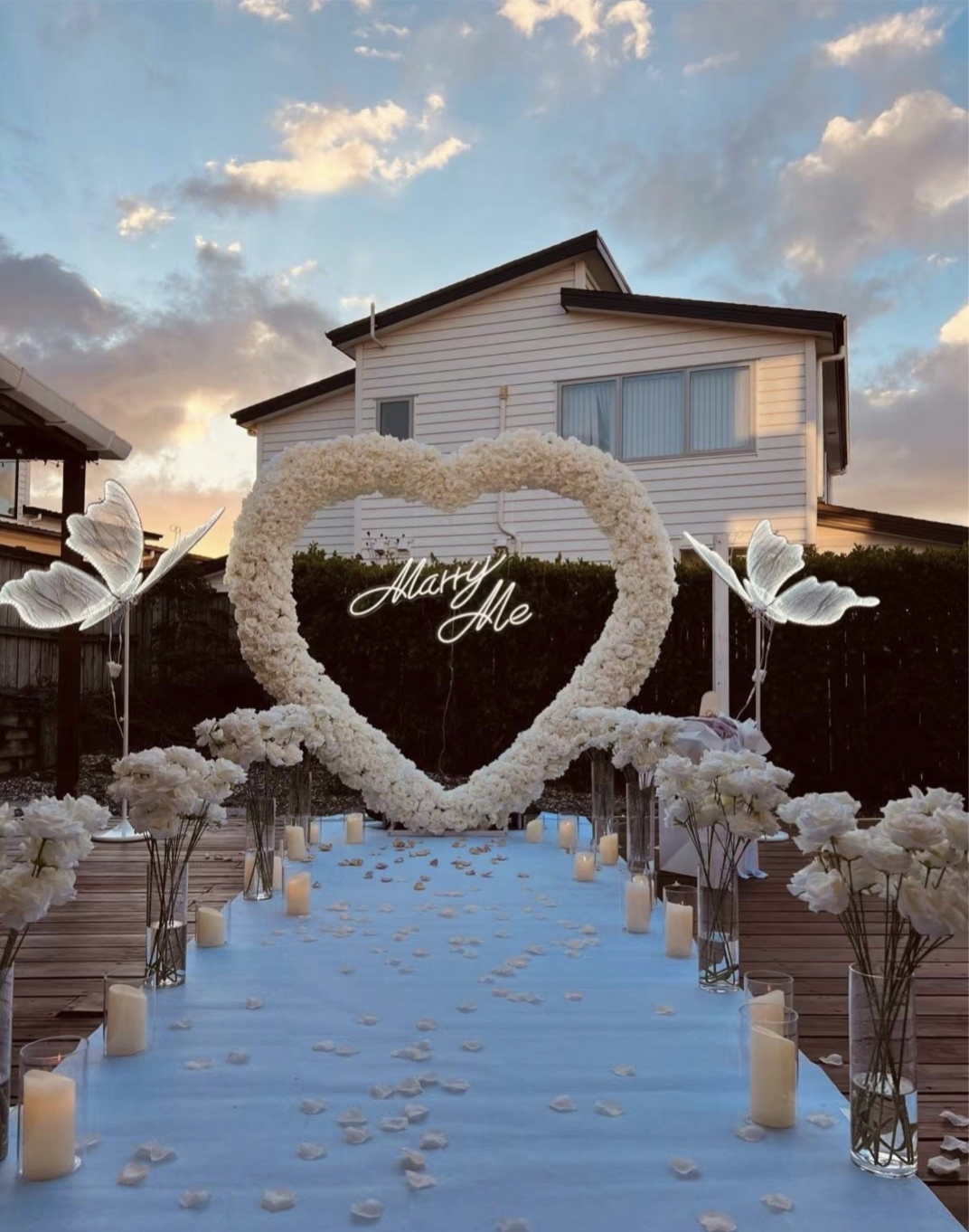 Ybliouke Heart Fleed Floral Arch Set Proposition de mariage décor de fête de mariage