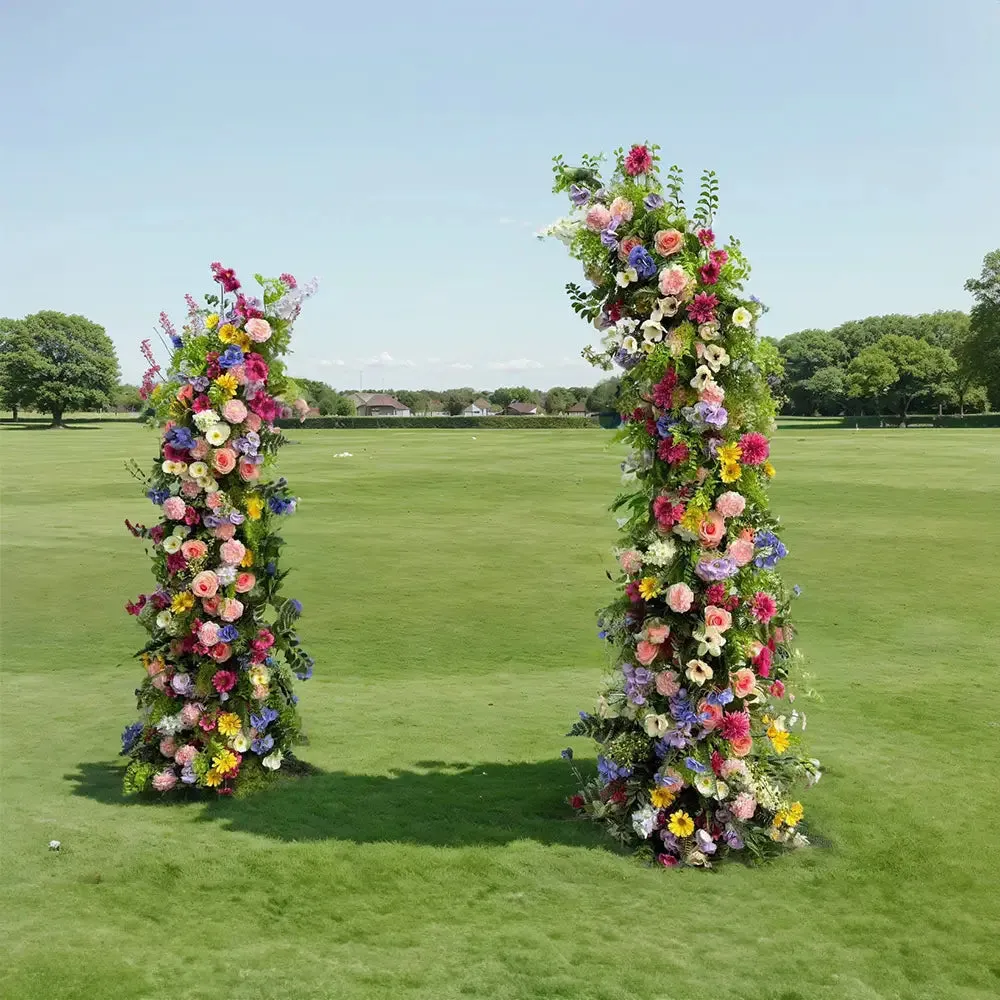 Piliers floraux de fleur pour décoration de fête, y compris le cadre